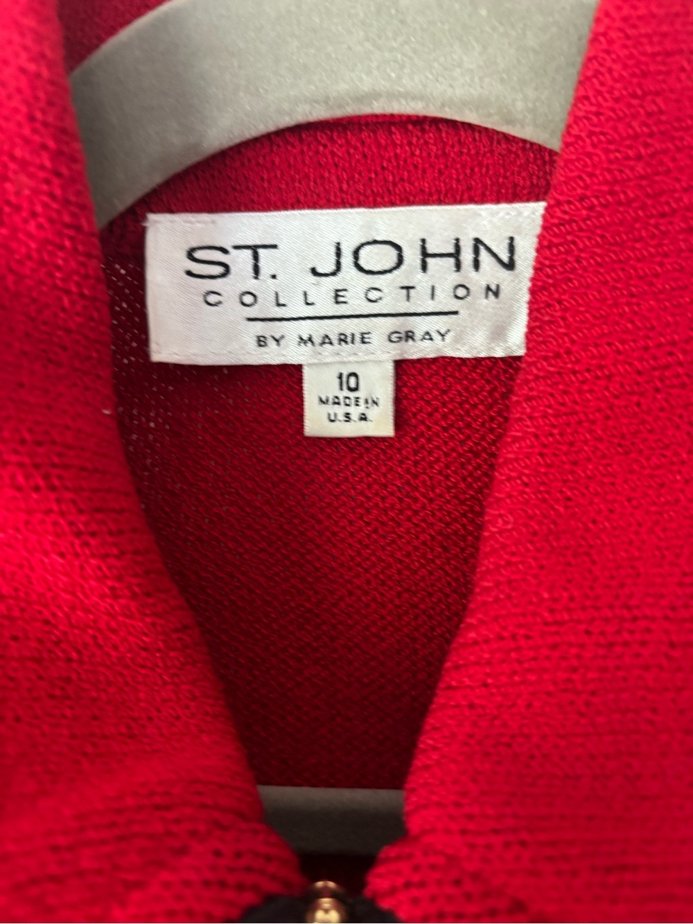 Vintage St. John Collection Red Zip-Front Jacket with Black Trim - Picture 3 of 5